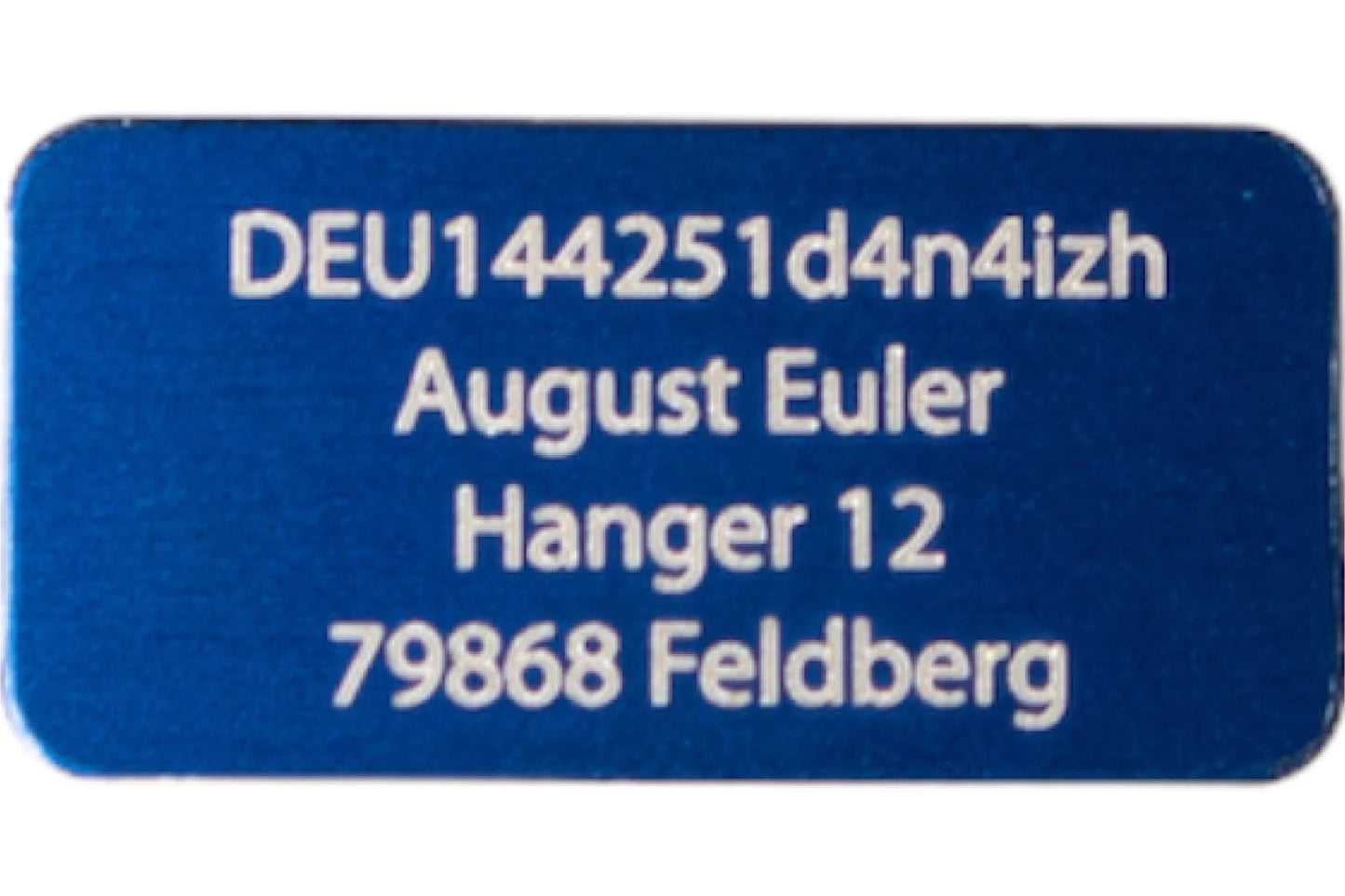 Engraving Heroes - Drone license plate e-ID, 20x10mm up to 4 lines anodized aluminum, various colors with high-quality laser marking