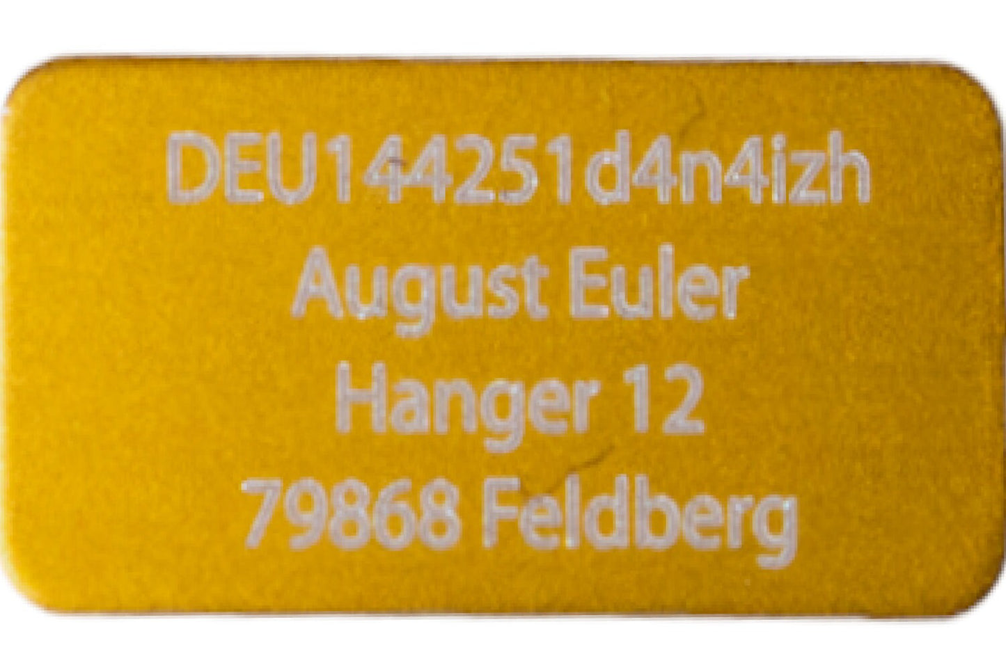 Engraving Heroes - Drone license plate e-ID, 20x10mm up to 4 lines anodized aluminum, various colors with high-quality laser marking