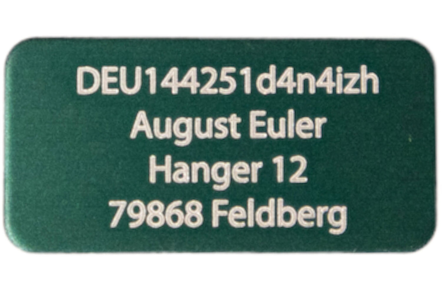 Engraving Heroes - Drone license plate e-ID, 20x10mm up to 4 lines anodized aluminum, various colors with high-quality laser marking