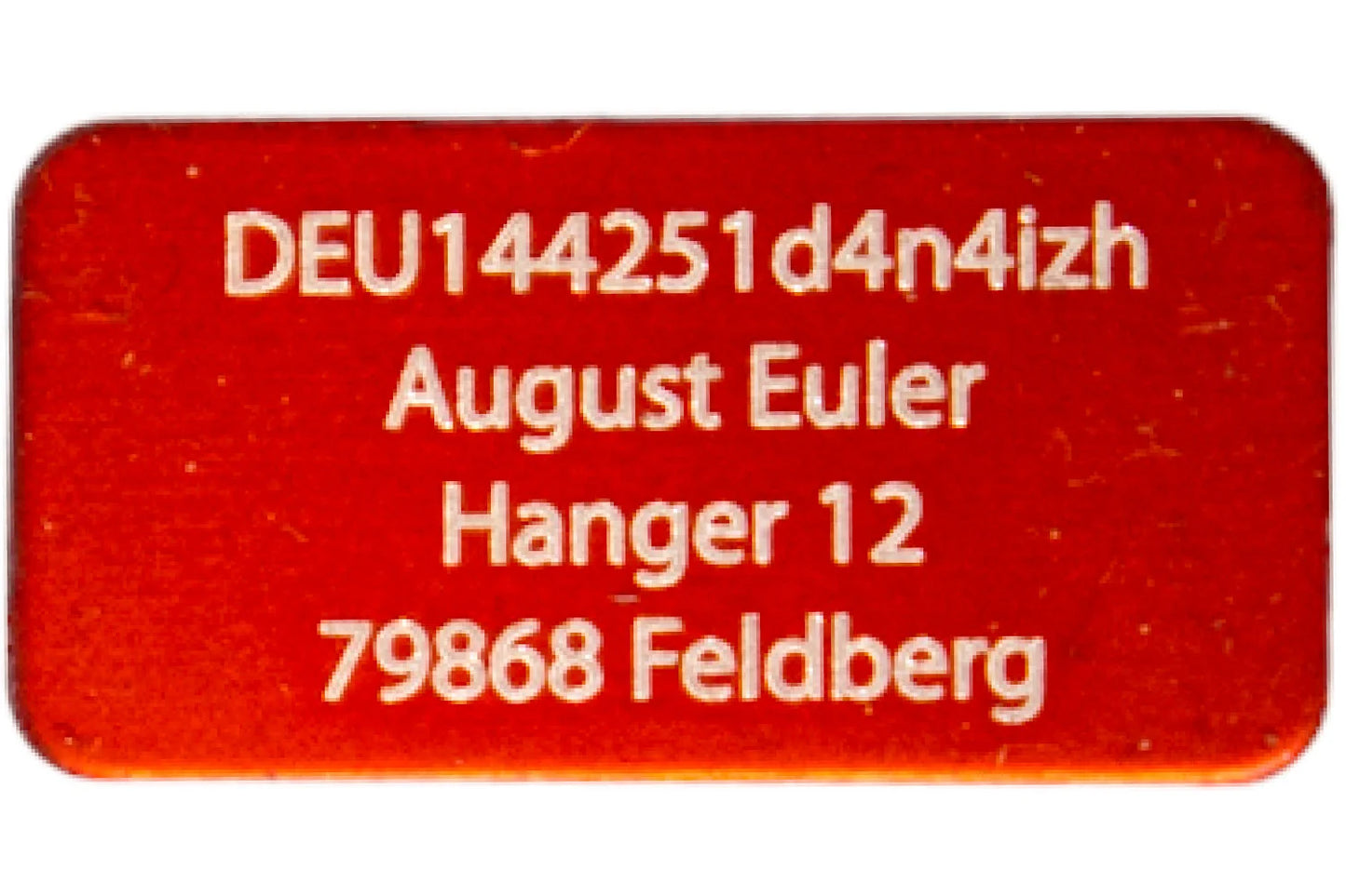 Engraving Heroes - Drone license plate e-ID, 20x10mm up to 4 lines anodized aluminum, various colors with high-quality laser marking