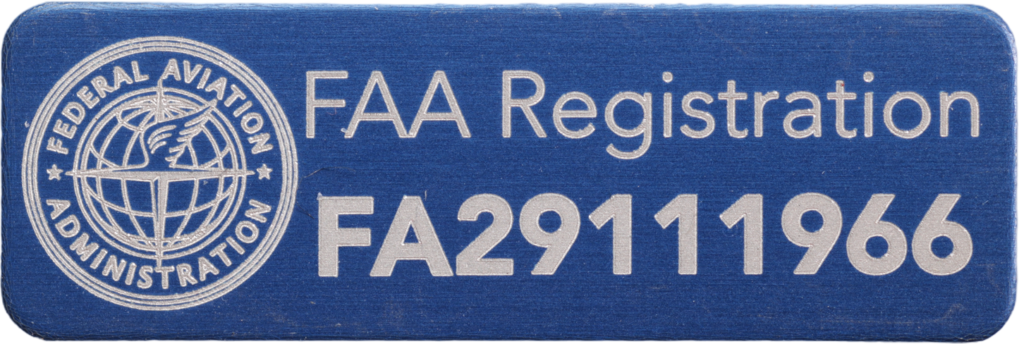 FAA Drone Label, FAA Registration Plate for Drones, for American FA Registration Number, 30x10mm anodized aluminium plate in different colours with FAA Logo