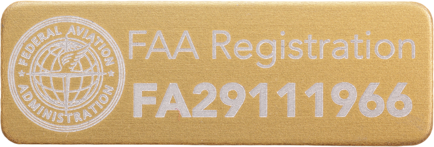 FAA Drone Label, FAA Registration Plate for Drones, for American FA Registration Number, 30x10mm anodized aluminium plate in different colours with FAA Logo