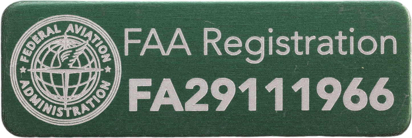 FAA Drone Label, FAA Registration Plate for Drones, for American FA Registration Number, 30x10mm anodized aluminium plate in different colours with FAA Logo