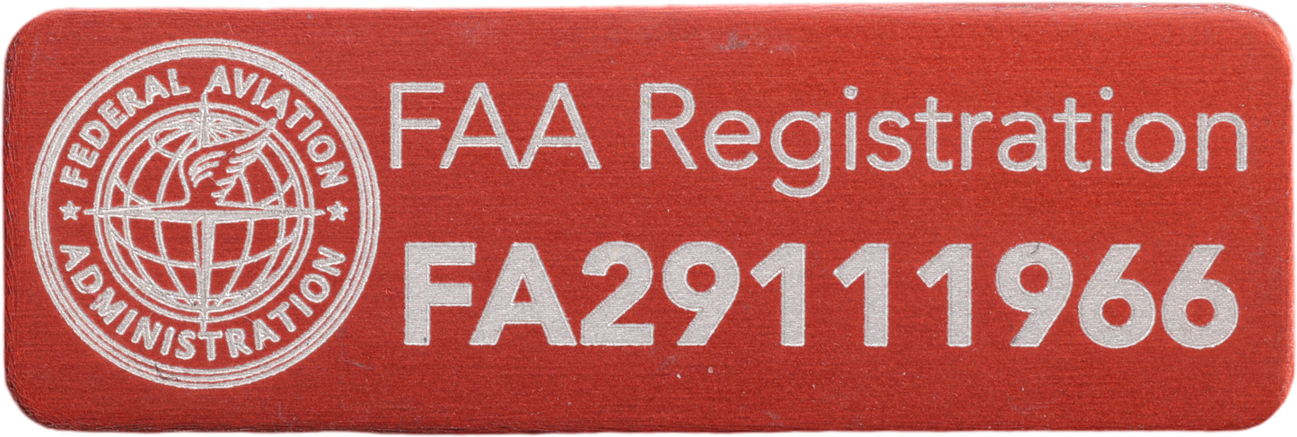 FAA Drone Label, FAA Registration Plate for Drones, for American FA Registration Number, 30x10mm anodized aluminium plate in different colours with FAA Logo