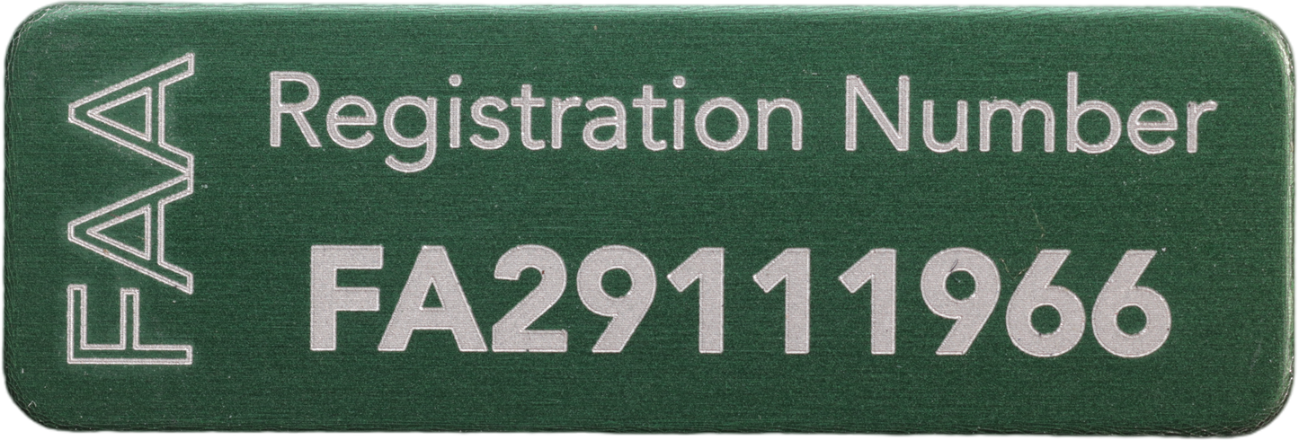FAA Drone Label, FAA Registration Plate for Drones, for American FA Registration Number, 30x10mm anodized aluminium plate in different colours