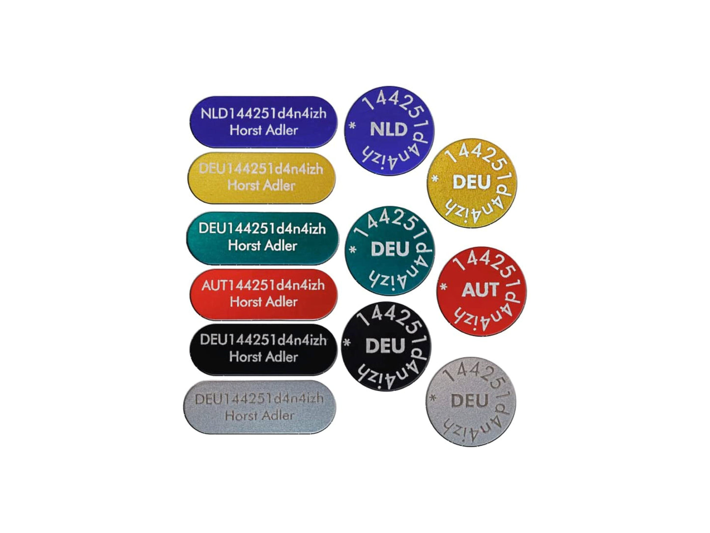Engraving Heroes - Drone license plate e-ID registration number round 14mm for e-ID, aluminum anodized laser marking